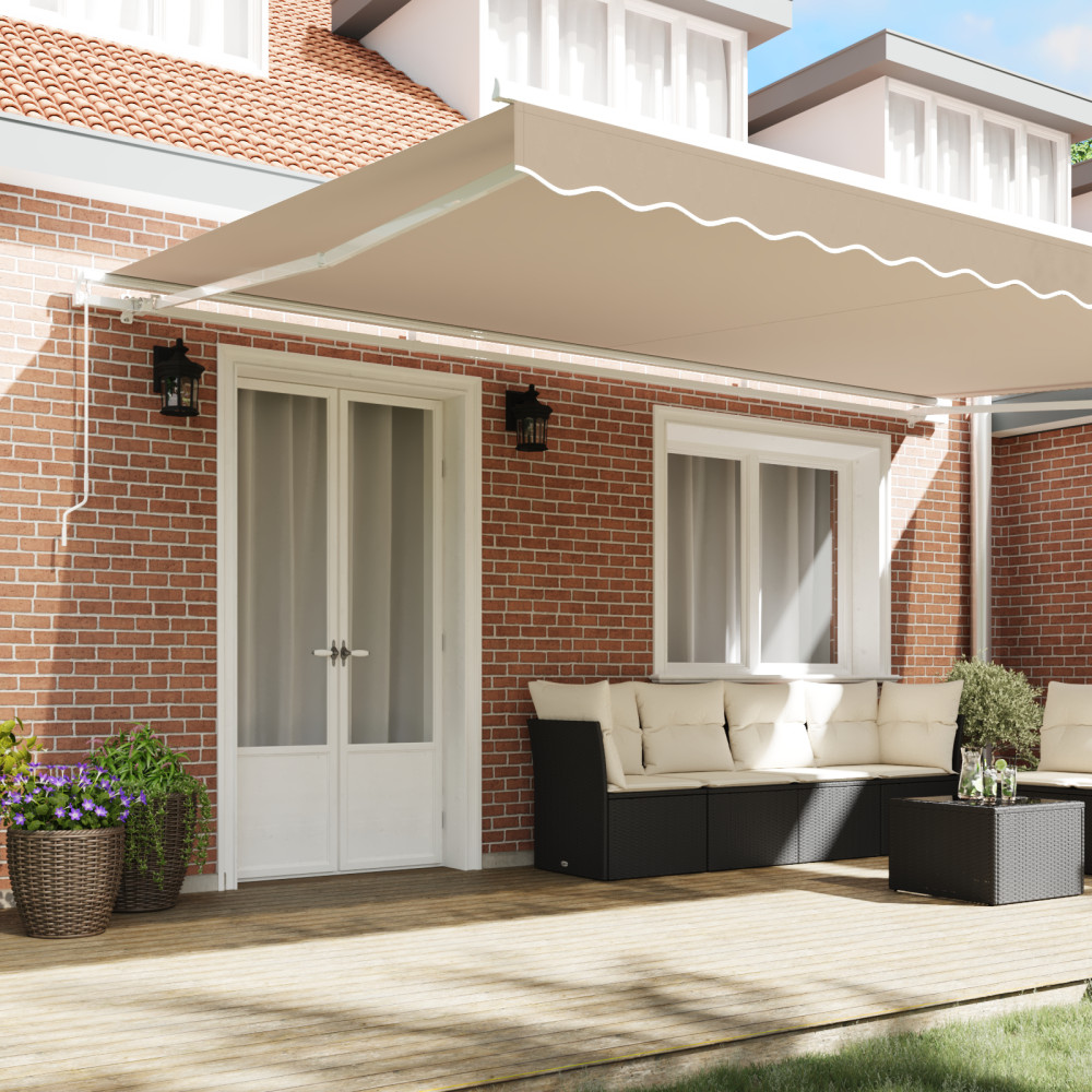 Produktbild för Utdragbar markis Beige 500 × 350 cm Polyester och aluminium