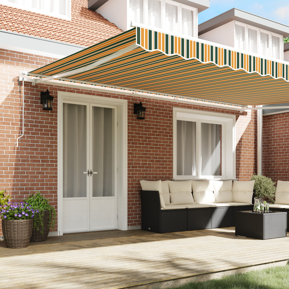 Produktbild för Utdragbar markis Grön och gul 500 × 350 cm Duk och Aluminium