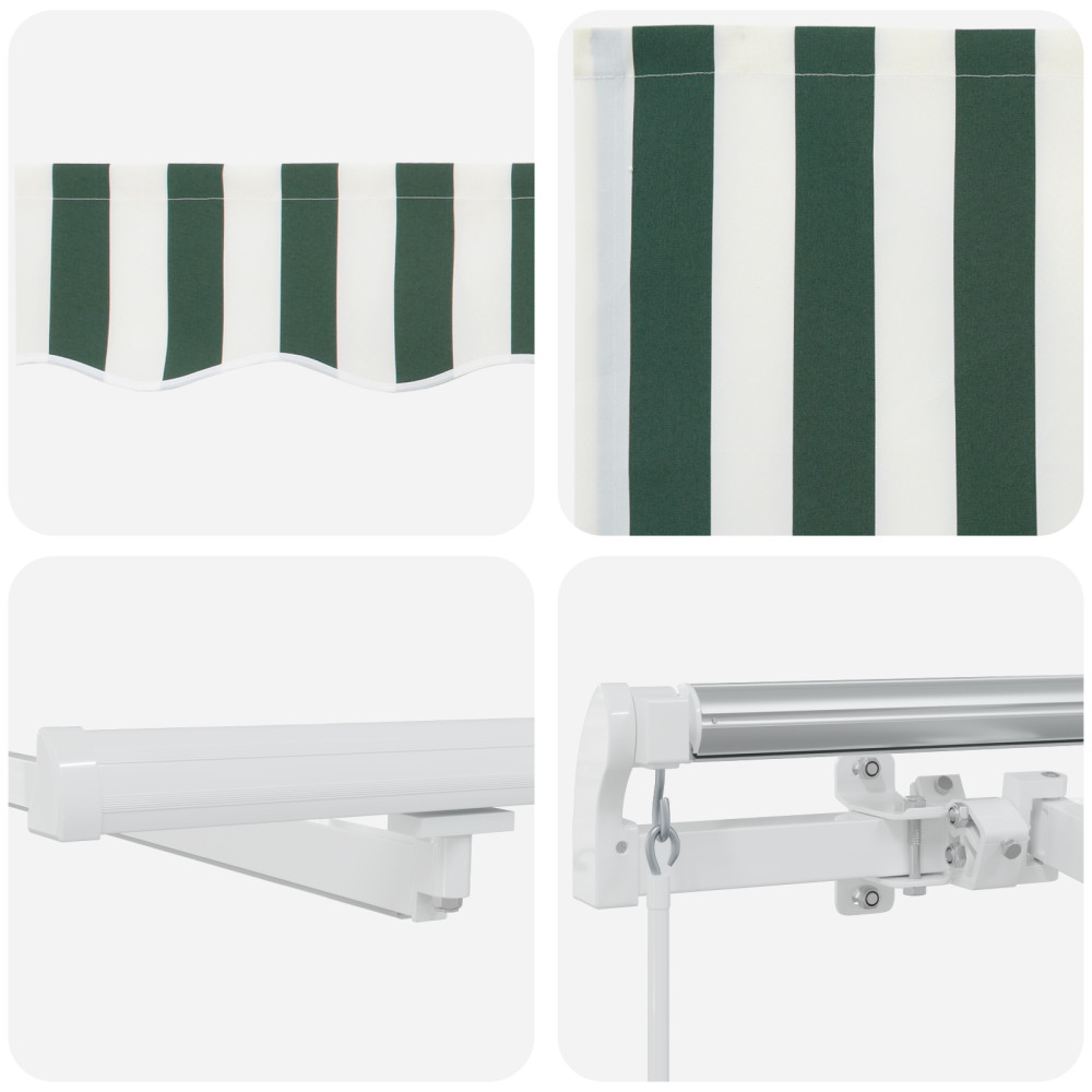 Produktbild för Utdragbar markis Grön och Vit 500 × 350 cm Duk och Aluminium