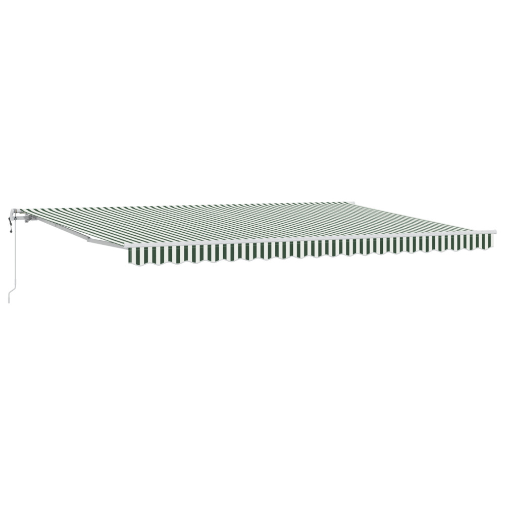 Produktbild för Utdragbar markis Grön och Vit 500 × 350 cm Duk och Aluminium
