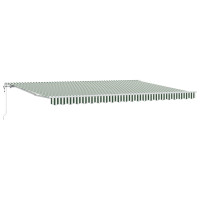 Produktbild för Utdragbar markis Grön och Vit 500 × 350 cm Duk och Aluminium