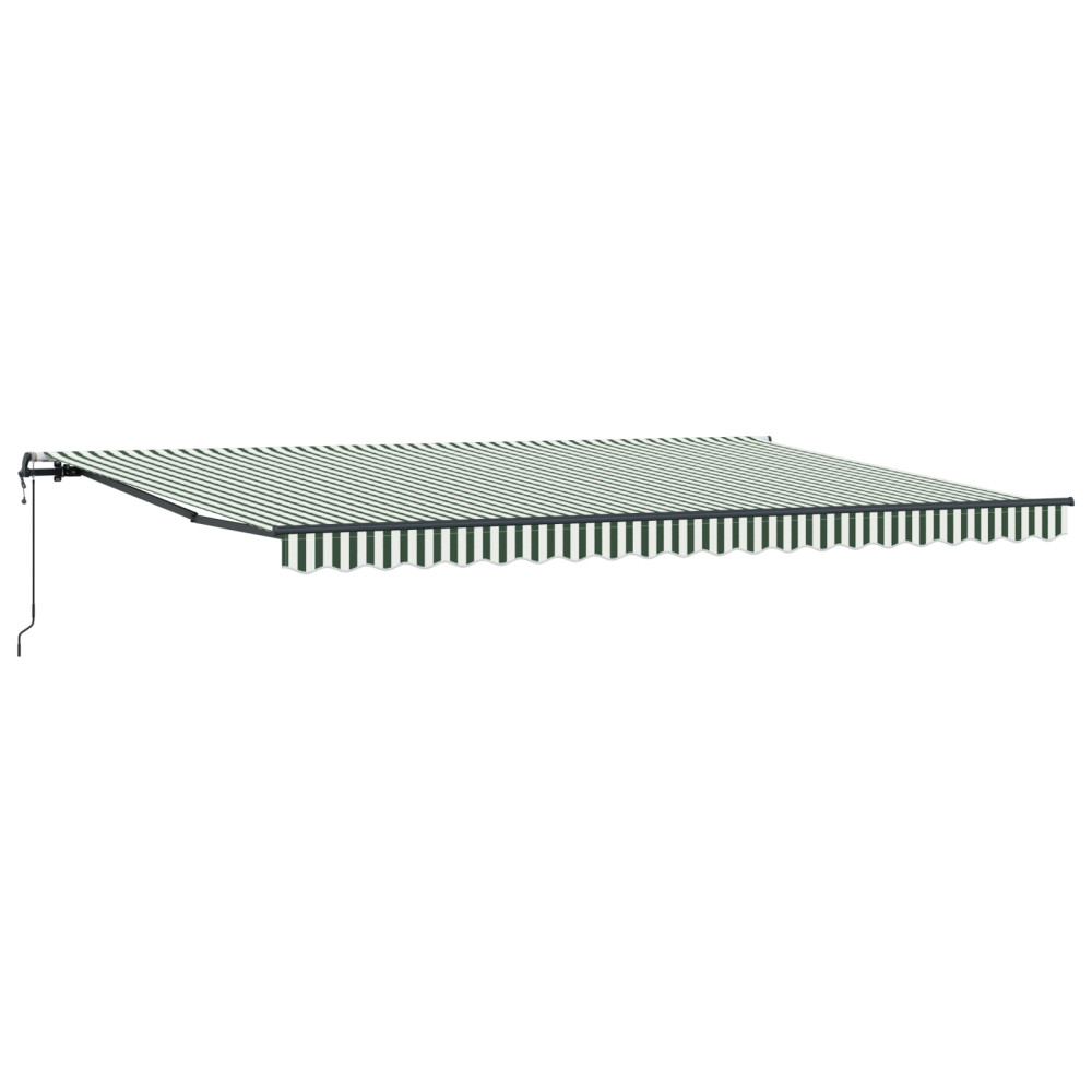 Produktbild för Utdragbar markis Grön och Vit 500 × 350 cm Duk och Aluminium