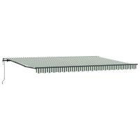 Produktbild för Utdragbar markis Grön och Vit 500 × 350 cm Duk och Aluminium