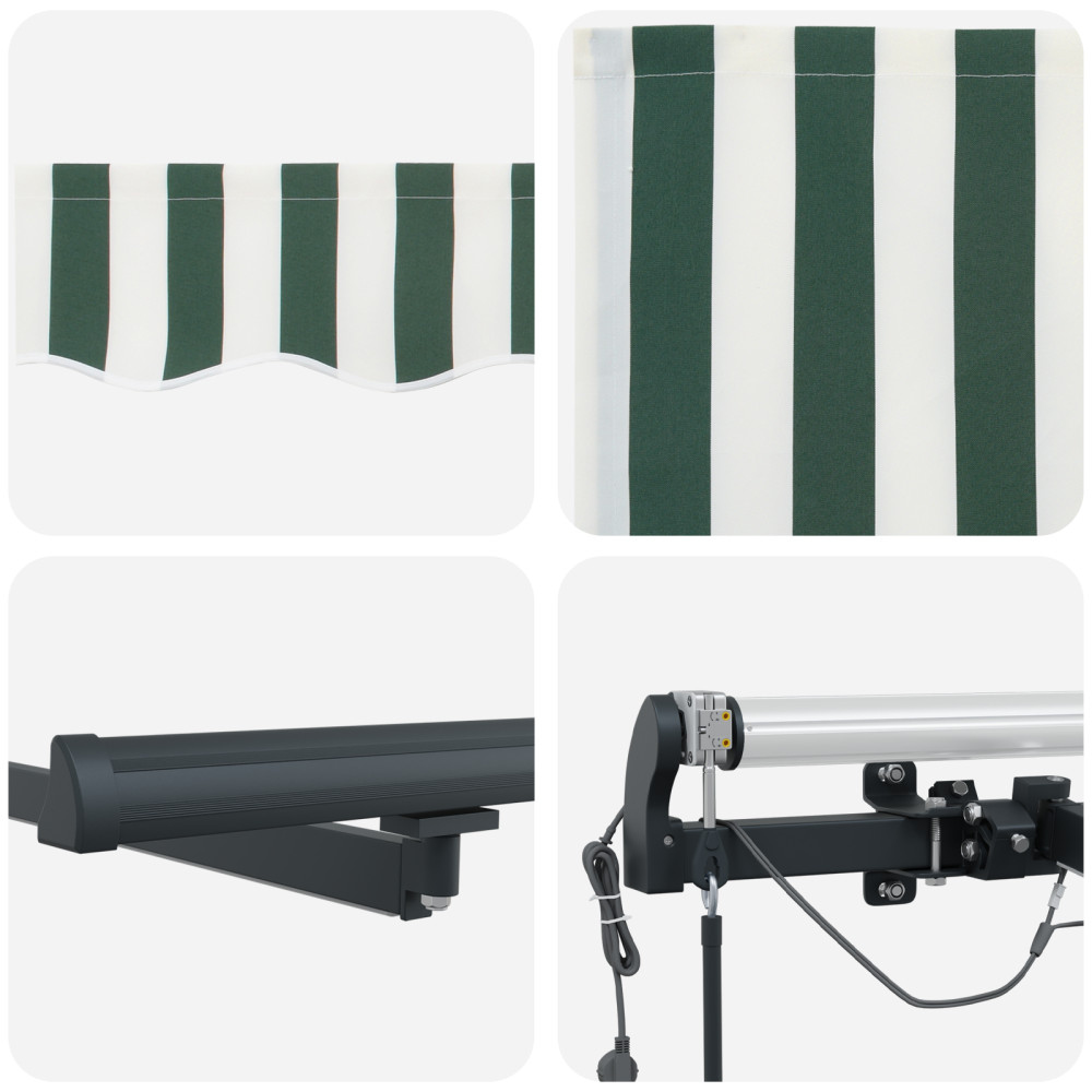 Produktbild för Utdragbar markis Grön och Vit 500 × 350 cm Polyester