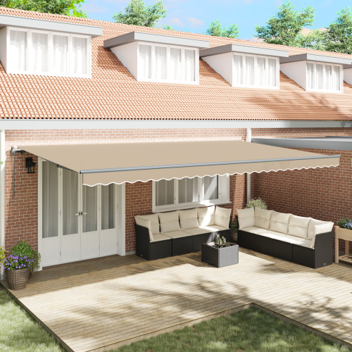 vidaXL Utdragbar markis Beige 600 × 300 cm Duk och Aluminium