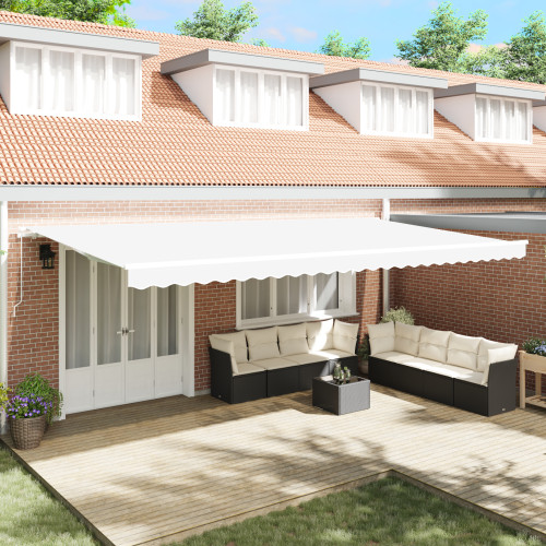 vidaXL Utdragbar markis Vit 600 × 300 cm Polyester och aluminium - Markiser & Tillbehör