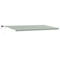 Produktbild för Utdragbar markis Grön och Vit 600 × 300 cm Duk och Aluminium