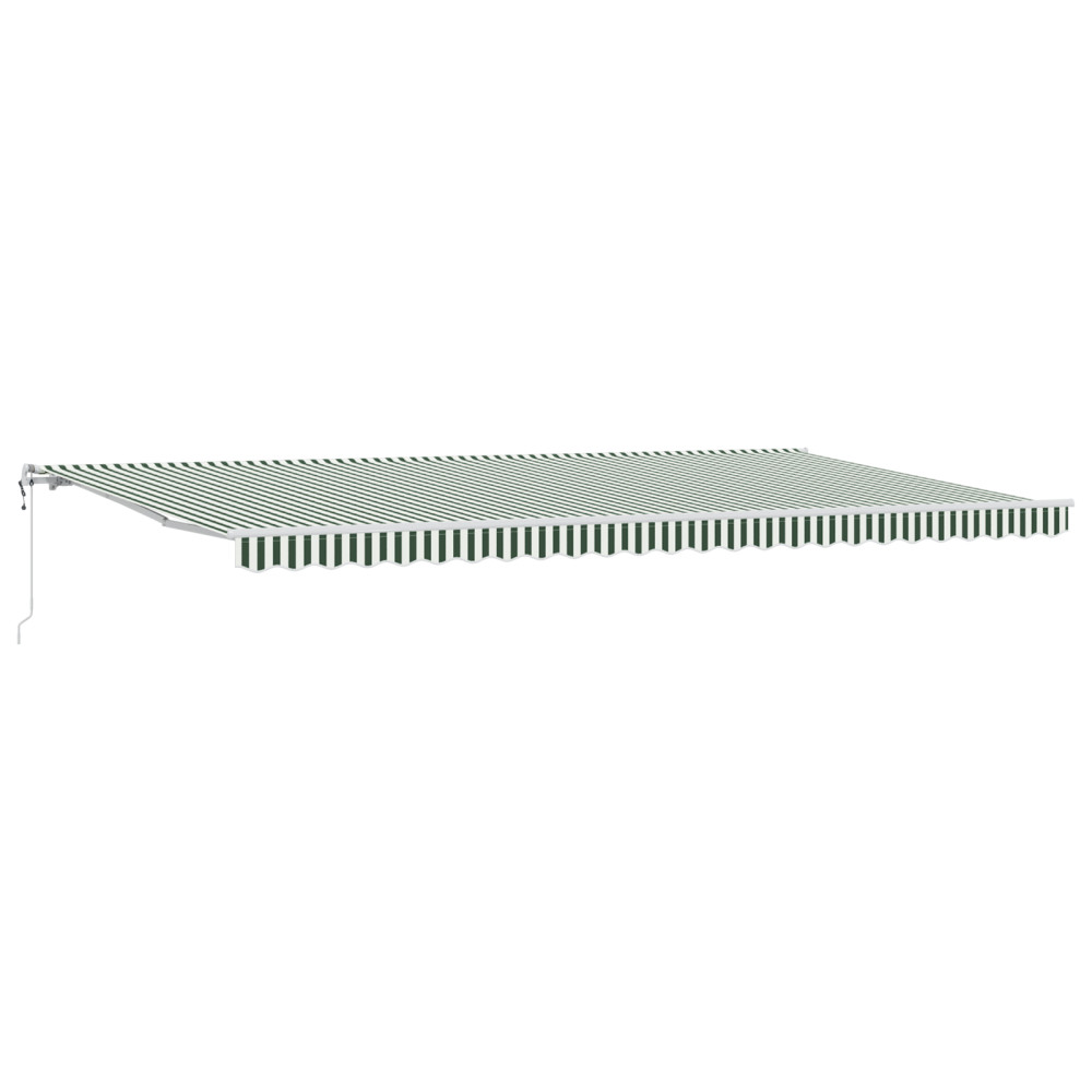 Produktbild för Utdragbar markis Grön och Vit 600 × 300 cm Duk och Aluminium