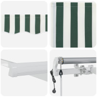 Produktbild för Utdragbar markis Grön och Vit 600 × 300 cm Duk och Aluminium