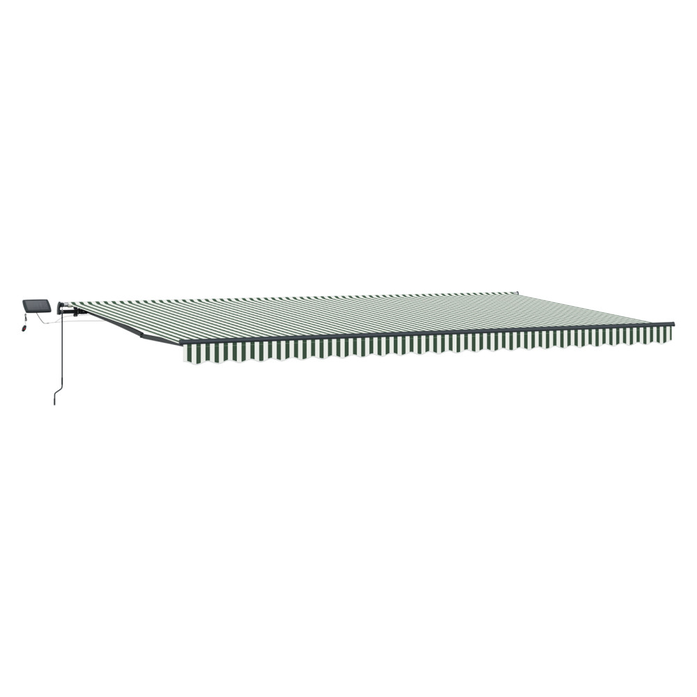 Produktbild för Utdragbar markis Grön och Vit 600 × 300 cm Duk och Aluminium