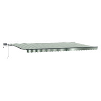 Produktbild för Utdragbar markis Grön och Vit 600 × 300 cm Duk och Aluminium