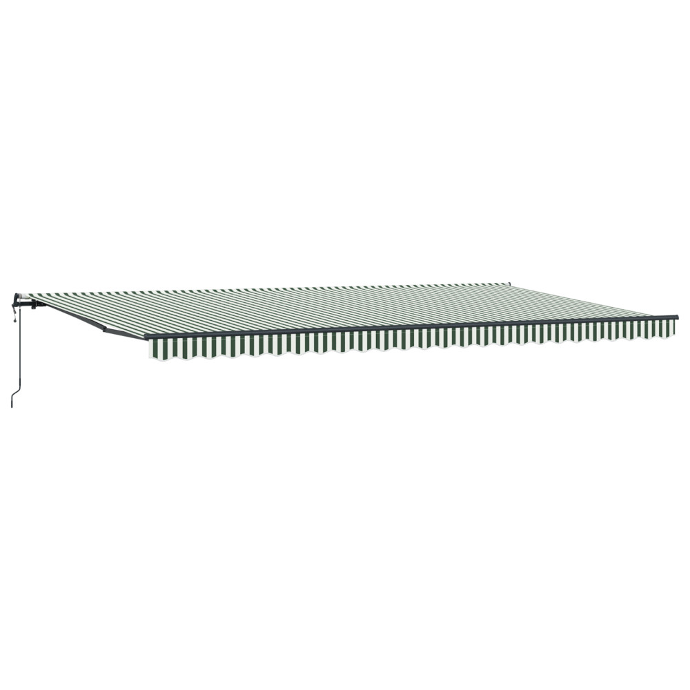 Produktbild för Utdragbar markis Grön och Vit 600 × 300 cm Duk och Aluminium