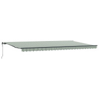 Produktbild för Utdragbar markis Grön och Vit 600 × 300 cm Duk och Aluminium