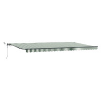 Produktbild för Utdragbar markis Grön och Vit 600 × 300 cm Polyester