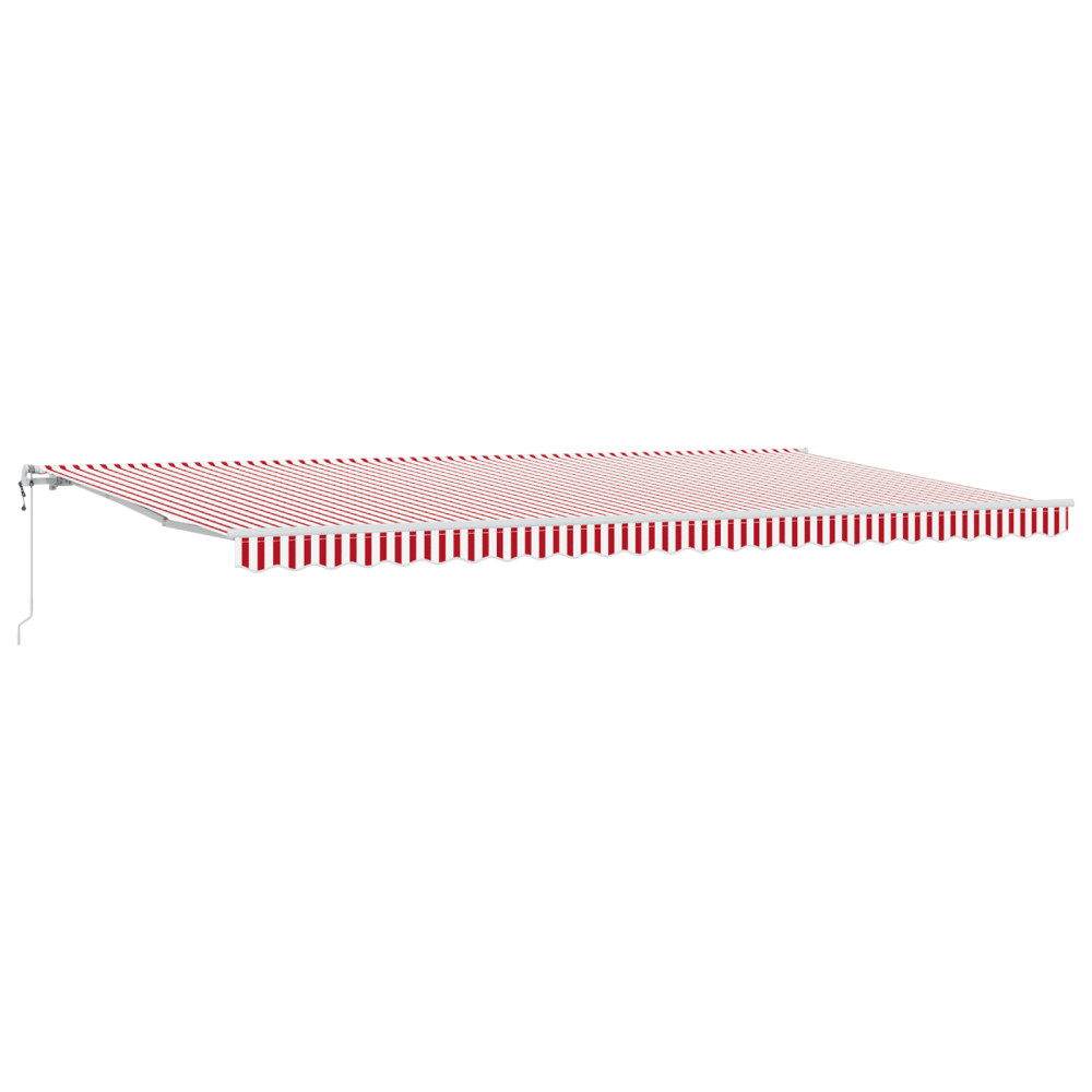 Produktbild för Utdragbar markis Röd och Vit 600 × 350 cm Duk och Aluminium
