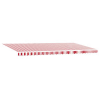 Produktbild för Utdragbar markis Röd och Vit 600 × 350 cm Duk och Aluminium