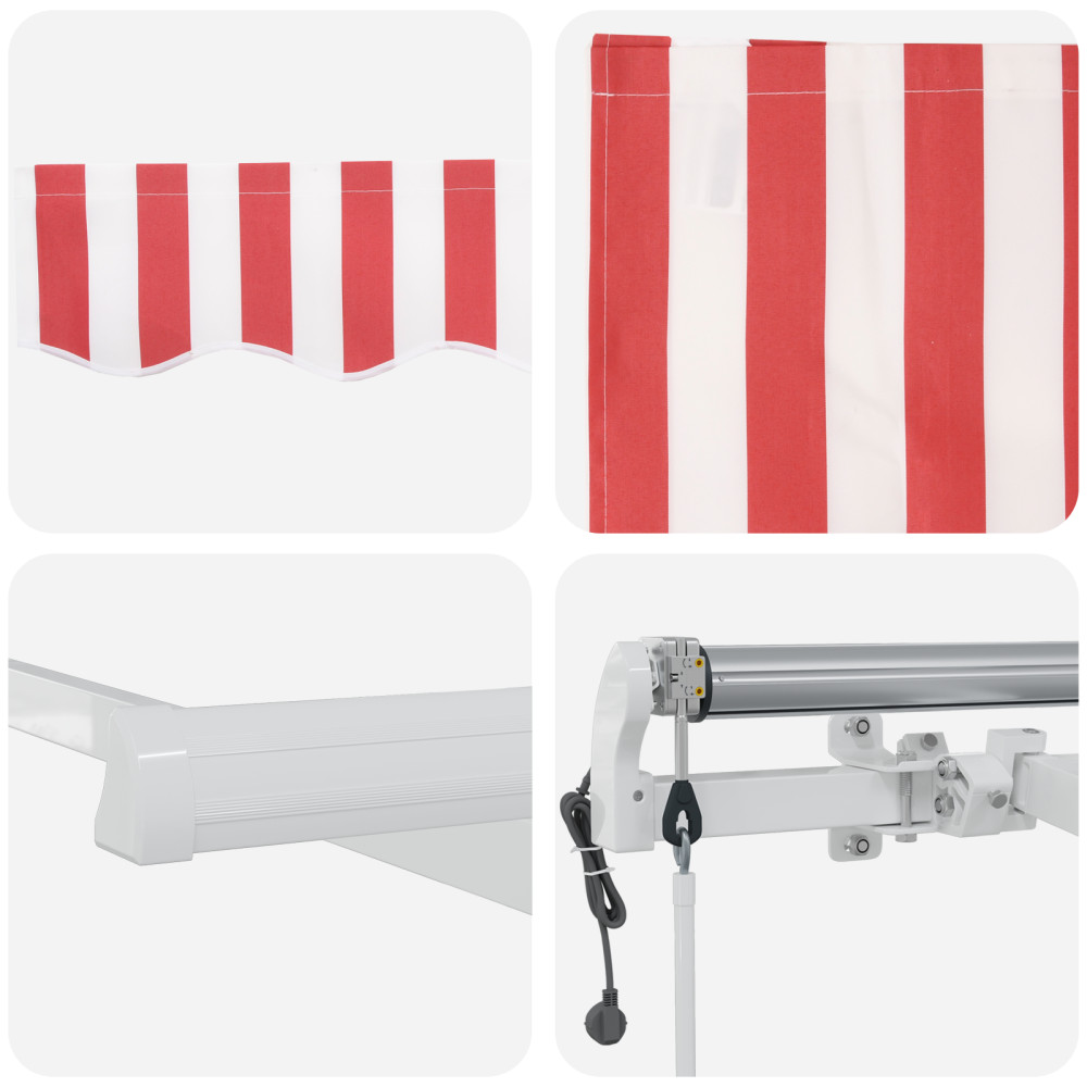 Produktbild för Utdragbar markis Röd och Vit 600 × 350 cm Duk och Aluminium