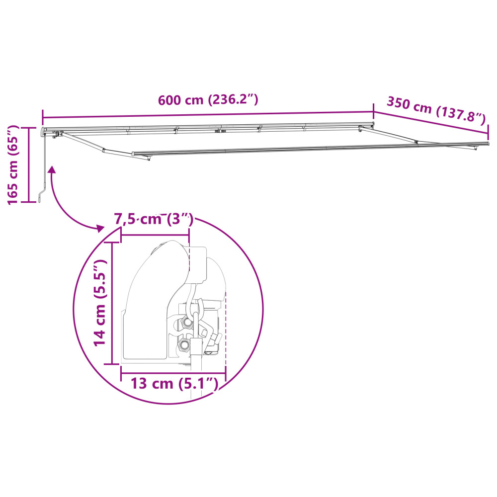 Produktbild för Utdragbar markis Grön och Vit 600 × 350 cm