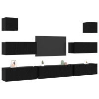 Produktbild för TV-bänkset 7 pcs Svart Ek 100 x 30 x 30 cm Konstruerat trä