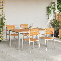 Produktbild för Trädgårdsmöbelset 5 pcs Massivt teakträ och rostfritt stål