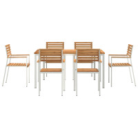 Produktbild för Trädgårdsmöbelset 7 pcs Massivt teakträ och rostfritt stål