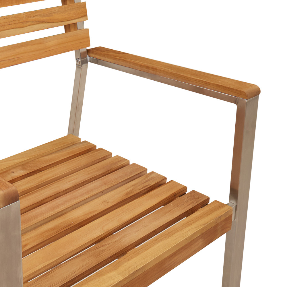 Produktbild för Trädgårdsmöbelset 5 pcs Massivt teakträ och rostfritt stål