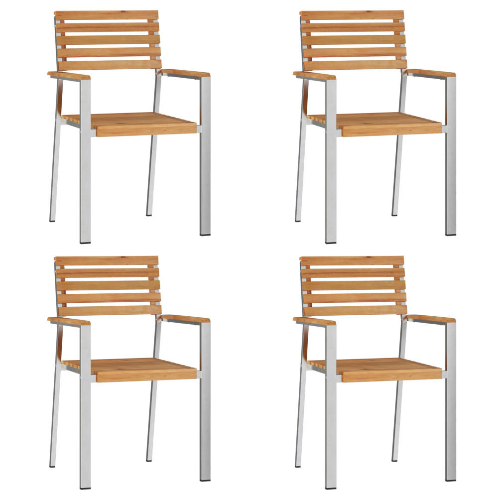 Produktbild för Trädgårdsmöbelset 5 pcs Massivt teakträ och rostfritt stål
