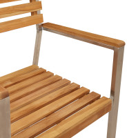 Produktbild för Trädgårdsmöbelset 7 pcs Massivt teakträ och rostfritt stål