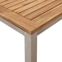 Produktbild för Trädgårdsmöbelset 7 pcs Massivt teakträ och rostfritt stål