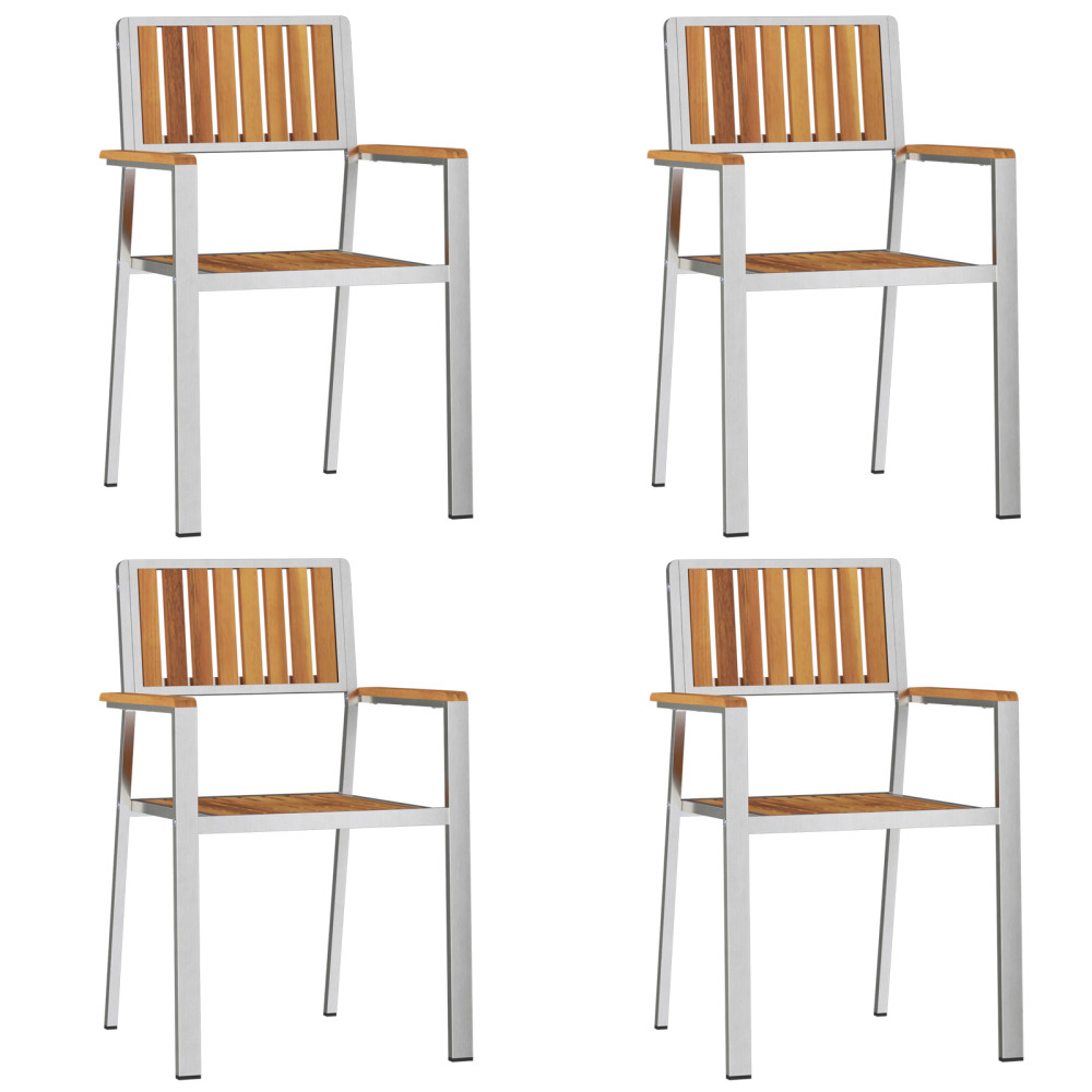 Produktbild för Utomhusmatbord 5 pcs Massiv akaciaträ och rostfritt stål