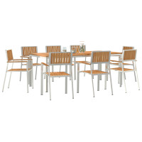 Produktbild för Utomhusmatbord 9 pcs Massivt teakträ och rostfritt stål