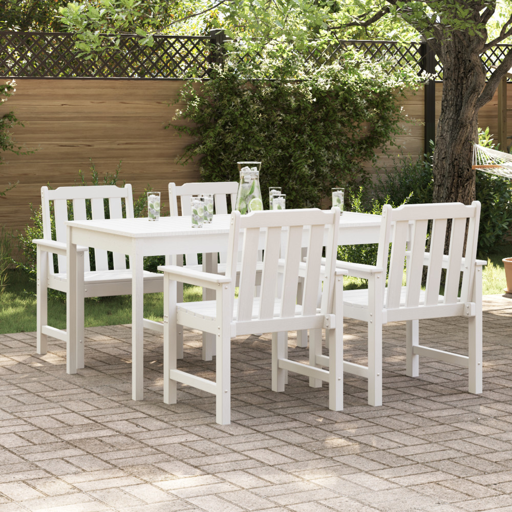 Produktbild för Trädgård Stol 4 pcs Vit 65.5 x 59 x 88 cm polyeten
