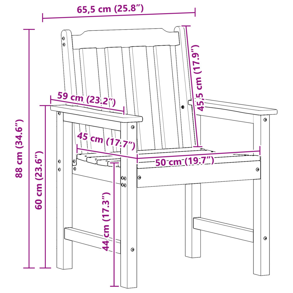 Produktbild för Trädgård Stol 4 pcs Vit 65.5 x 59 x 88 cm polyeten