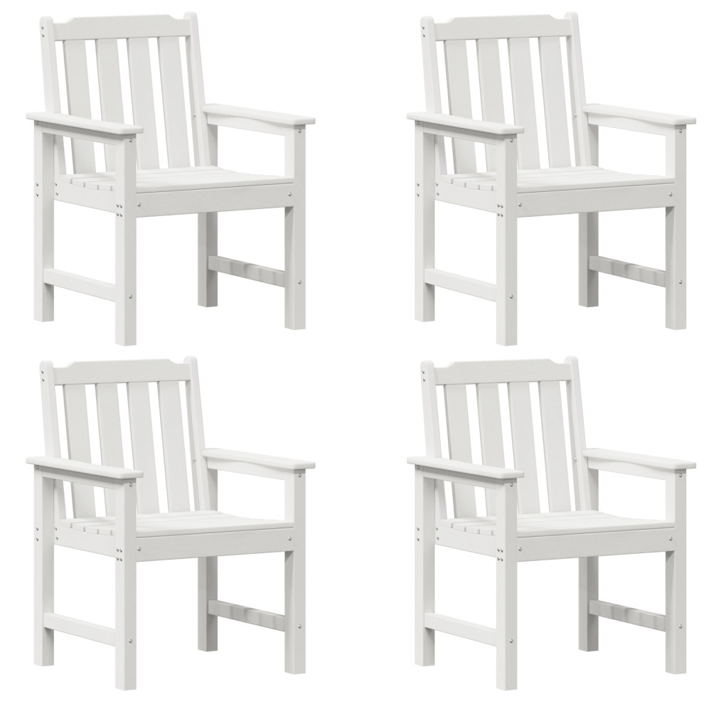 Produktbild för Trädgård Stol 4 pcs Vit 65.5 x 59 x 88 cm polyeten