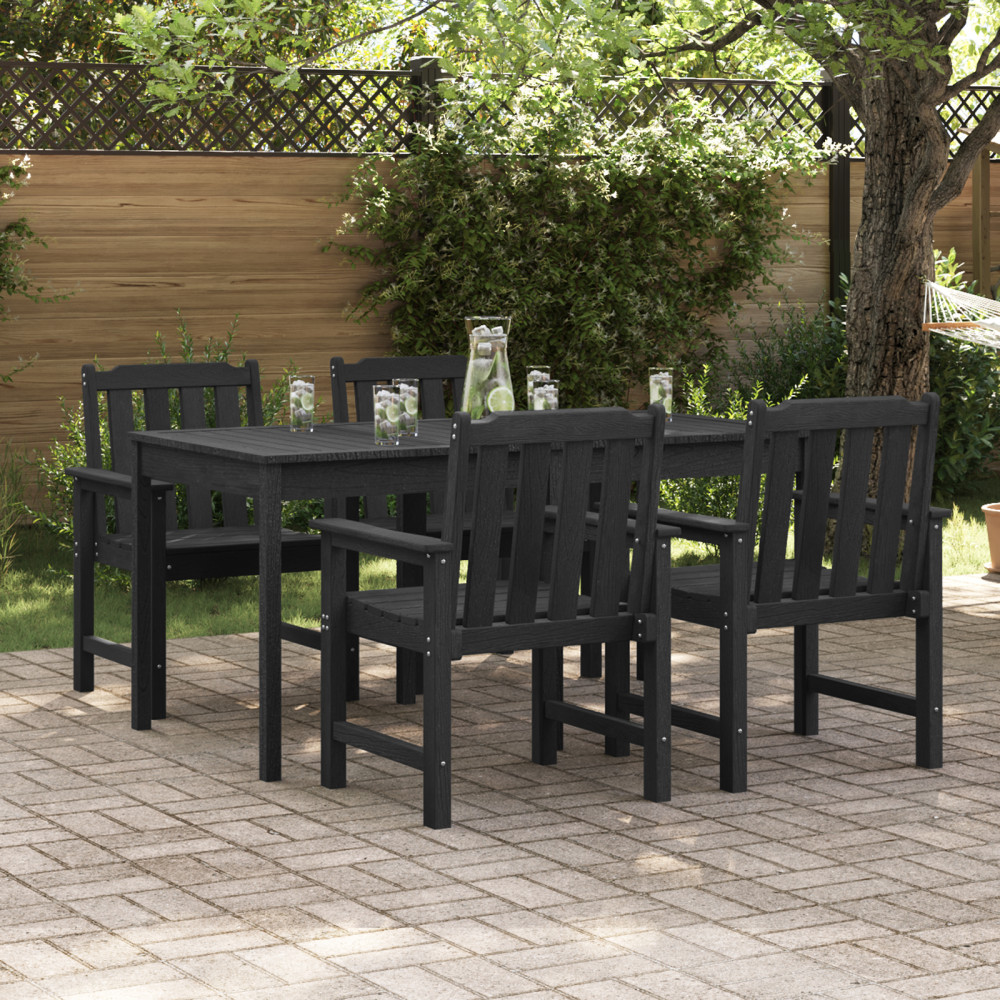 Produktbild för Trädgård Stol 4 pcs Svart 65.5 x 59 x 88 cm polyeten