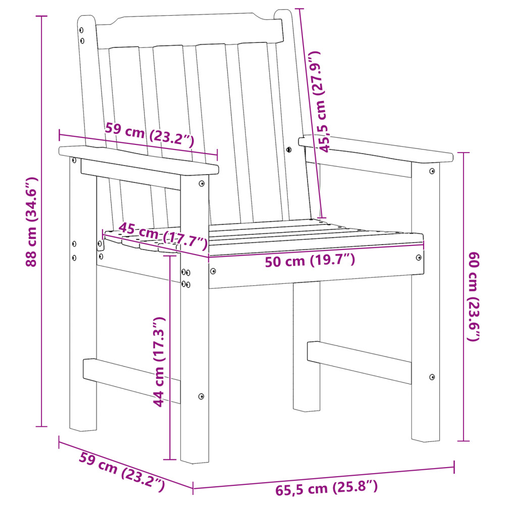 Produktbild för Trädgård Stol 4 pcs Svart 65.5 x 59 x 88 cm polyeten