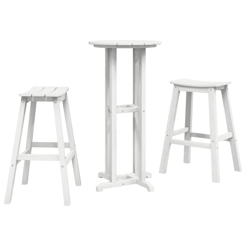 Produktbild för Trädgårds Bar Set 3 pcs Vit HDPE