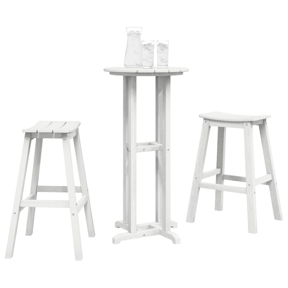 Produktbild för Trädgårds Bar Set 3 pcs Vit HDPE