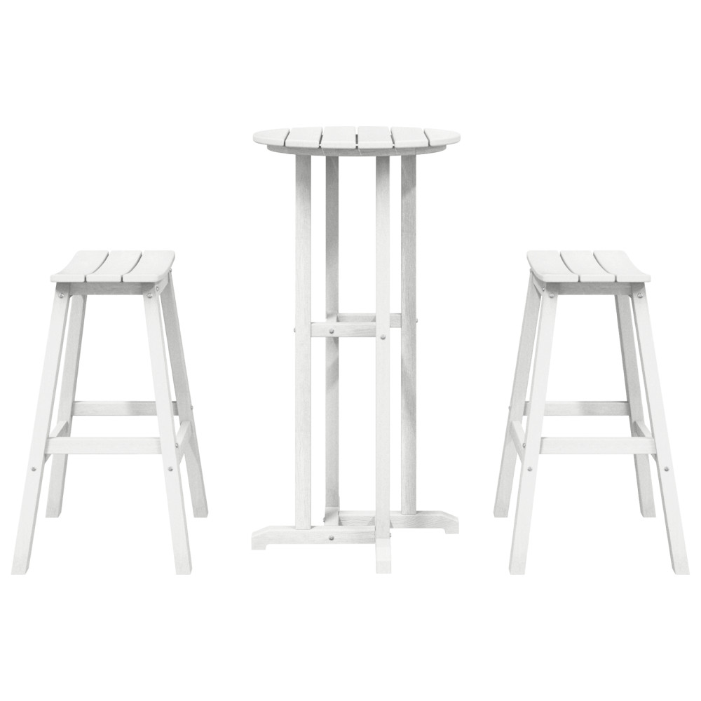 Produktbild för Trädgårds Bar Set 3 pcs Vit HDPE