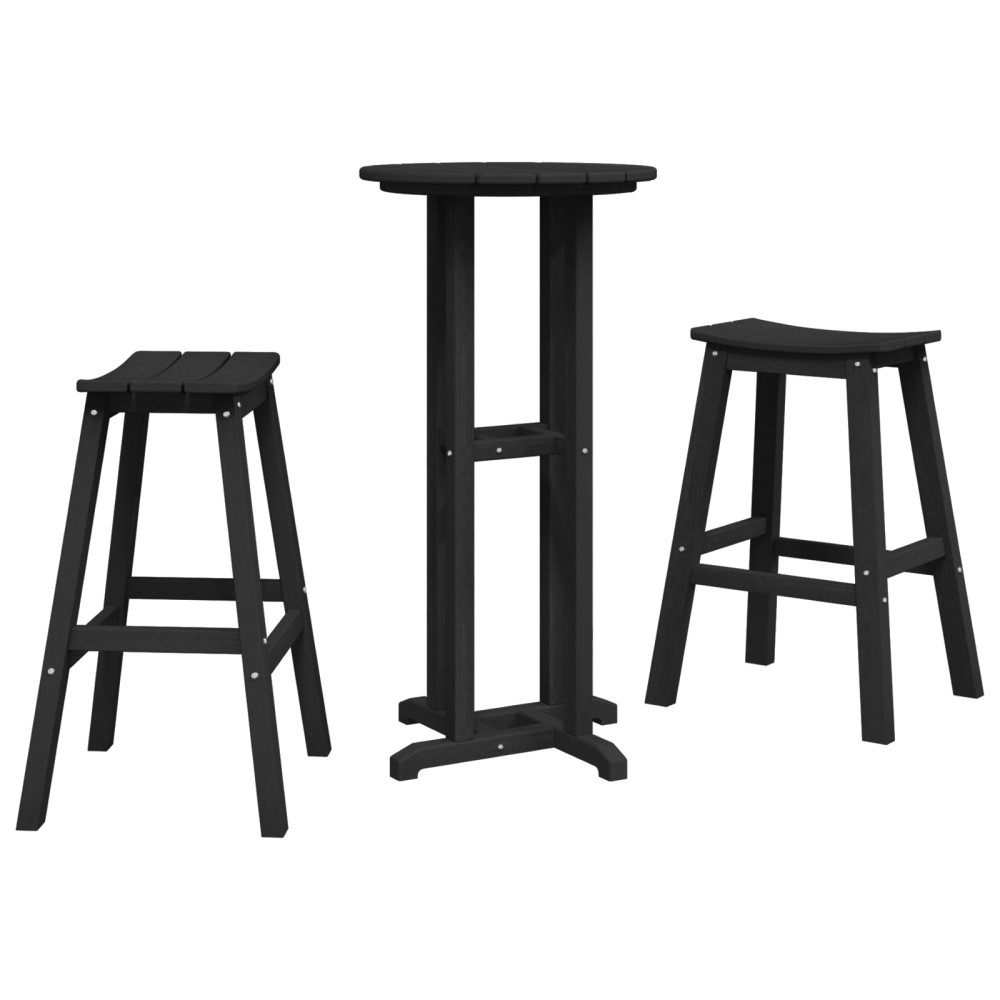 Produktbild för Trädgårds Bar Set 3 pcs Svart HDPE