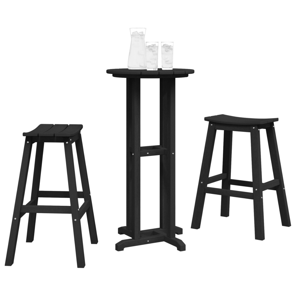 Produktbild för Trädgårds Bar Set 3 pcs Svart HDPE