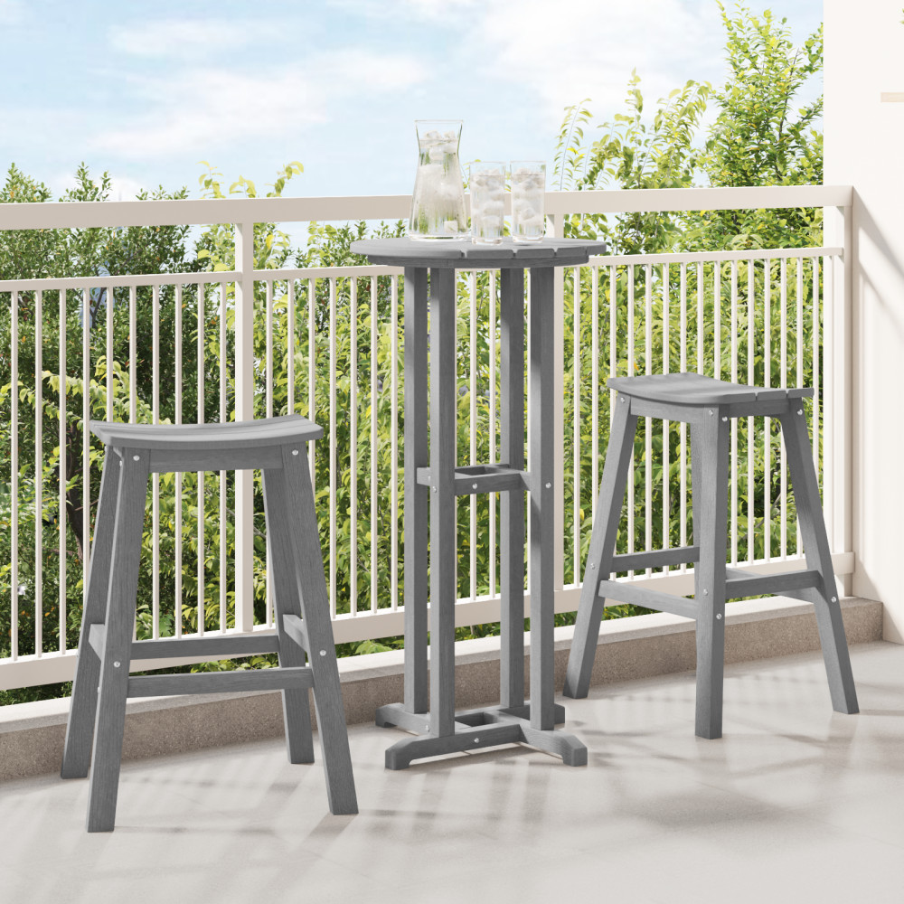 Produktbild för Trädgårds Bar Set 3 pcs Ljusgrå HDPE