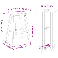 Produktbild för Trädgårds Bar Set 3 pcs Ljusgrå HDPE