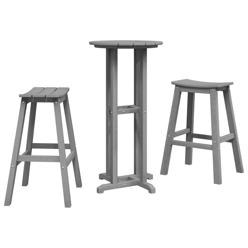 Produktbild för Trädgårds Bar Set 3 pcs Ljusgrå HDPE