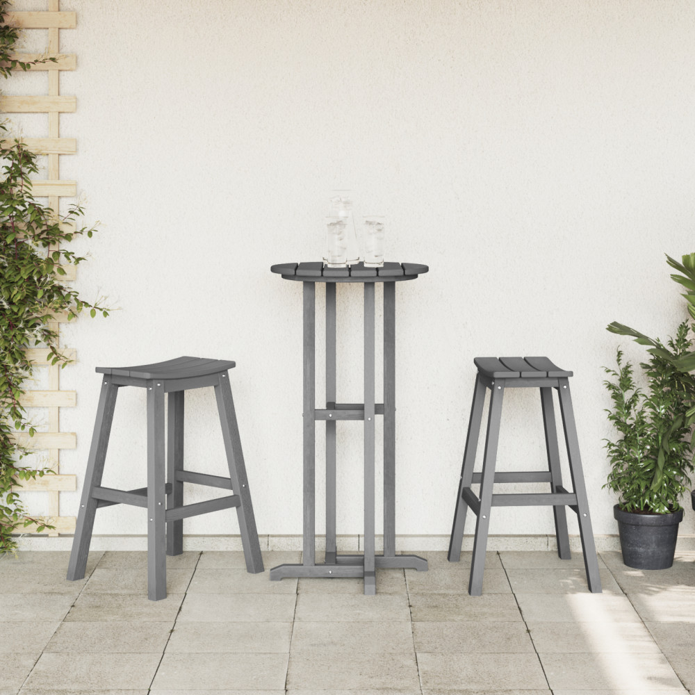 Produktbild för Trädgårds Bar Set 3 pcs Ljusgrå HDPE