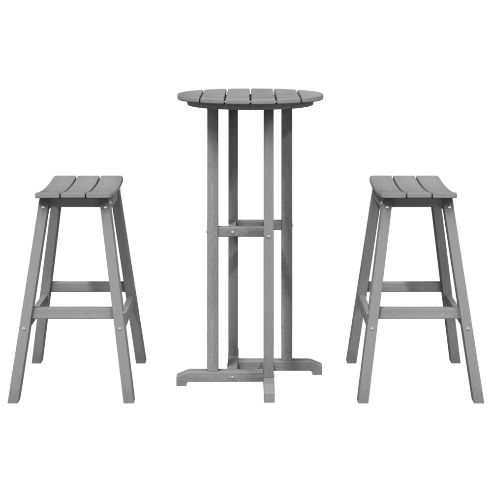 Produktbild för Trädgårds Bar Set 3 pcs Ljusgrå HDPE