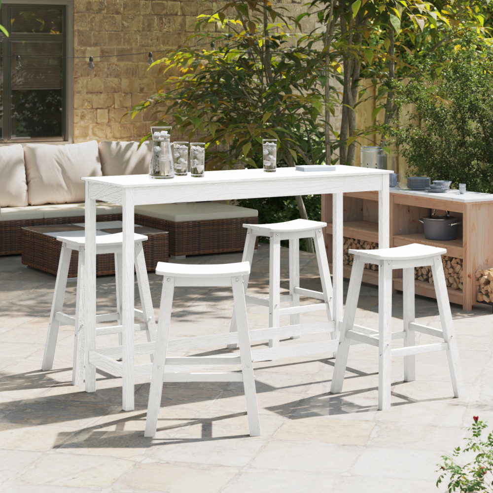 Produktbild för Trädgårds Bar Set 4 pcs Vit HDPE