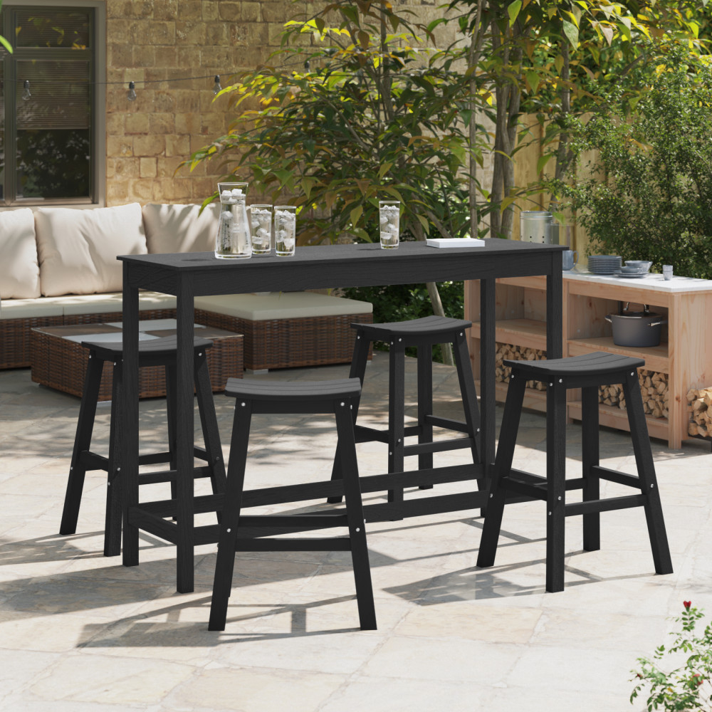 Produktbild för Trädgårds Bar Set 4 pcs Svart HDPE