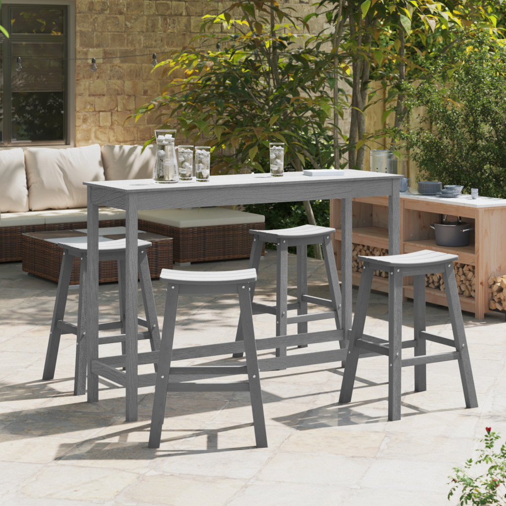 Produktbild för Trädgårds Bar Set 4 pcs Ljusgrå HDPE