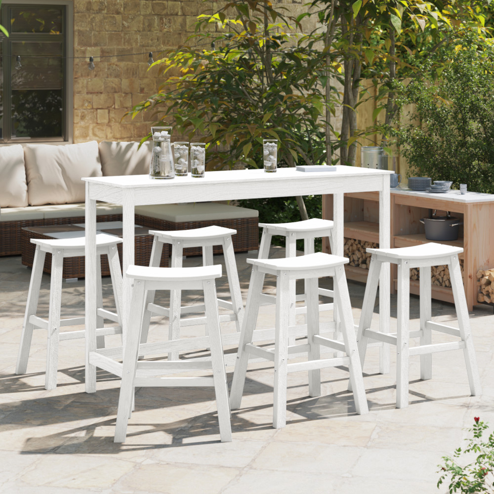 Produktbild för Trädgårds Bar Set 6 pcs Vit HDPE